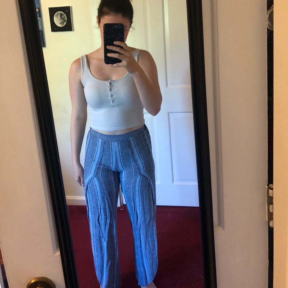 Flowy Striped Pants with Slits